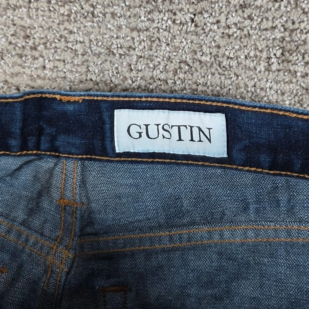 Gustin Mens Cone Mills Selvedge Denim Jeans Dark Indigo Blue 12.5oz Button Fly - Picture 5 of 15